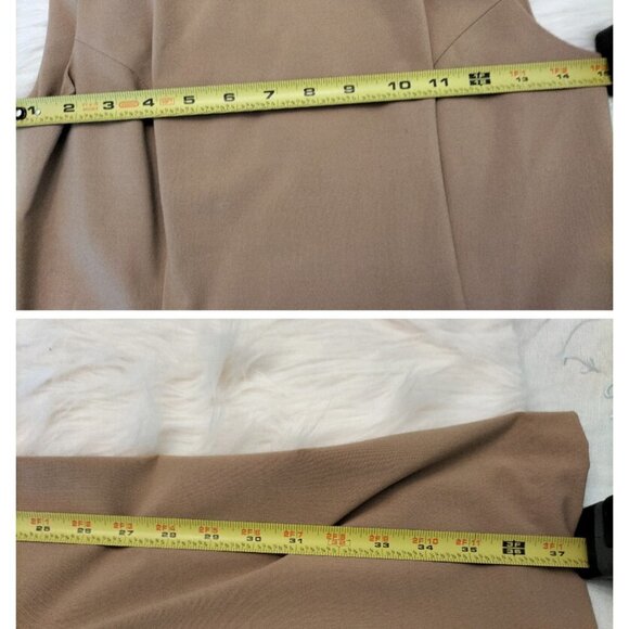 3120) Mary Mc Fadden Sleeveless (Dark) Tan Pleated Sheath  Dress size 4 - Picture 5 of 5